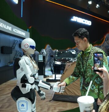 Disambut Robot Pintar di Booth JAECOO, Pengunjung IIMS 2026 Auto Berhenti Nonton robot humanoid AiMOGA Disambut Robot Pintar di Booth JAECOO, Pengunjung IIMS 2026 Auto Berhenti Nonton