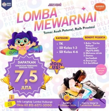 Asah Kreativitas Anak, Gebyar Kreasi Jendela Puspita Hadirkan Lomba Mewarnai di Harris Hotel Bekasi Asah Kreativitas Anak, Gebyar Kreasi Jendela Puspita Hadirkan Lomba Mewarnai di Harris Hotel Bekasi